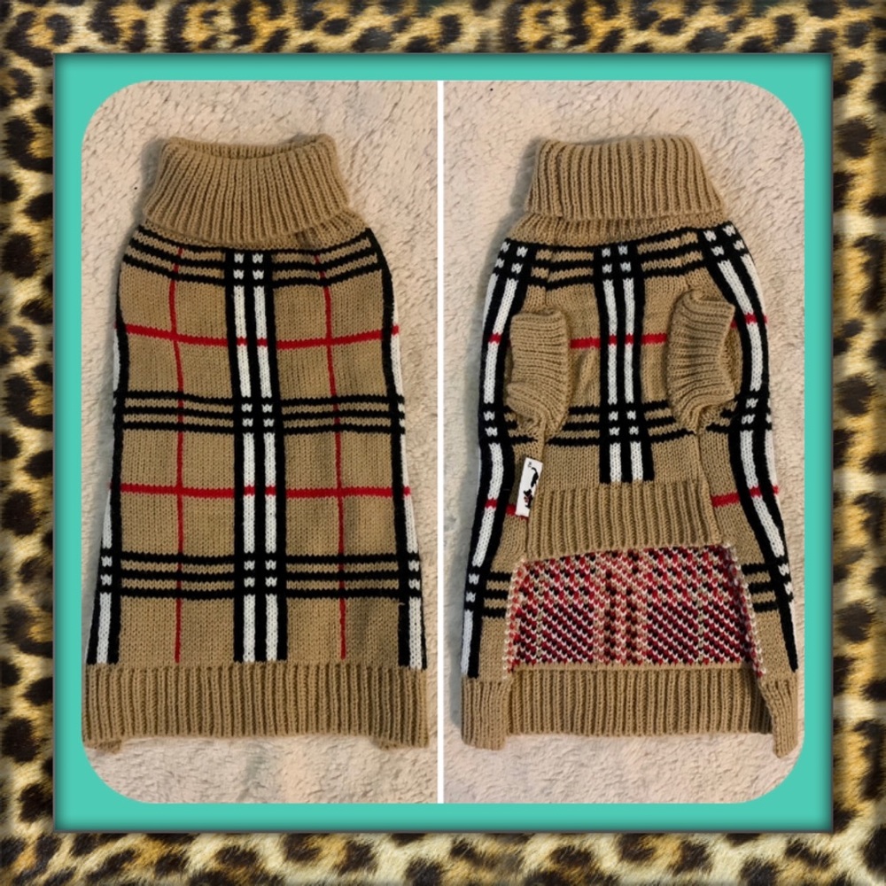 👑✅PRICE FIRM✅ Warm checkered doggie sweater. 💯% Wool. NWOT - Picture 1 of 12